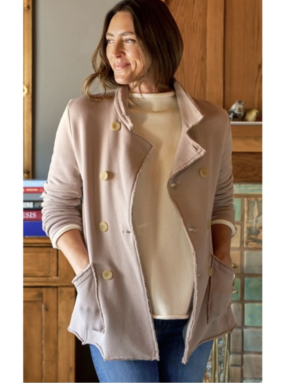 NEW Frank & Eileen Belfast Peacoat/Blazer Jacket in Taupe